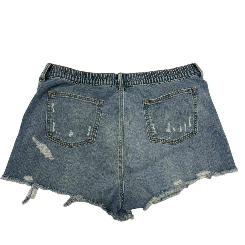 AERIE Elastic Waist Stretchy Comfy Lightweight Denim Jean Shorts Size XL EUC - Picture 3 of 5